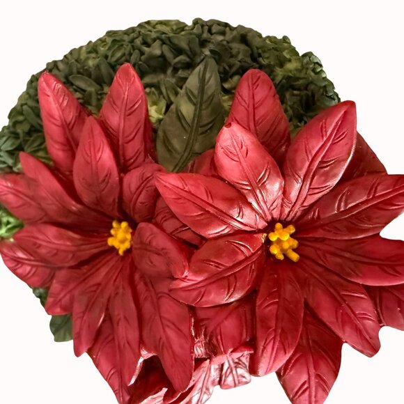 Christmas Poinsettia Candle Topper Decorative Festive Holiday Yankee Candle 3 In - Picture 8 of 16